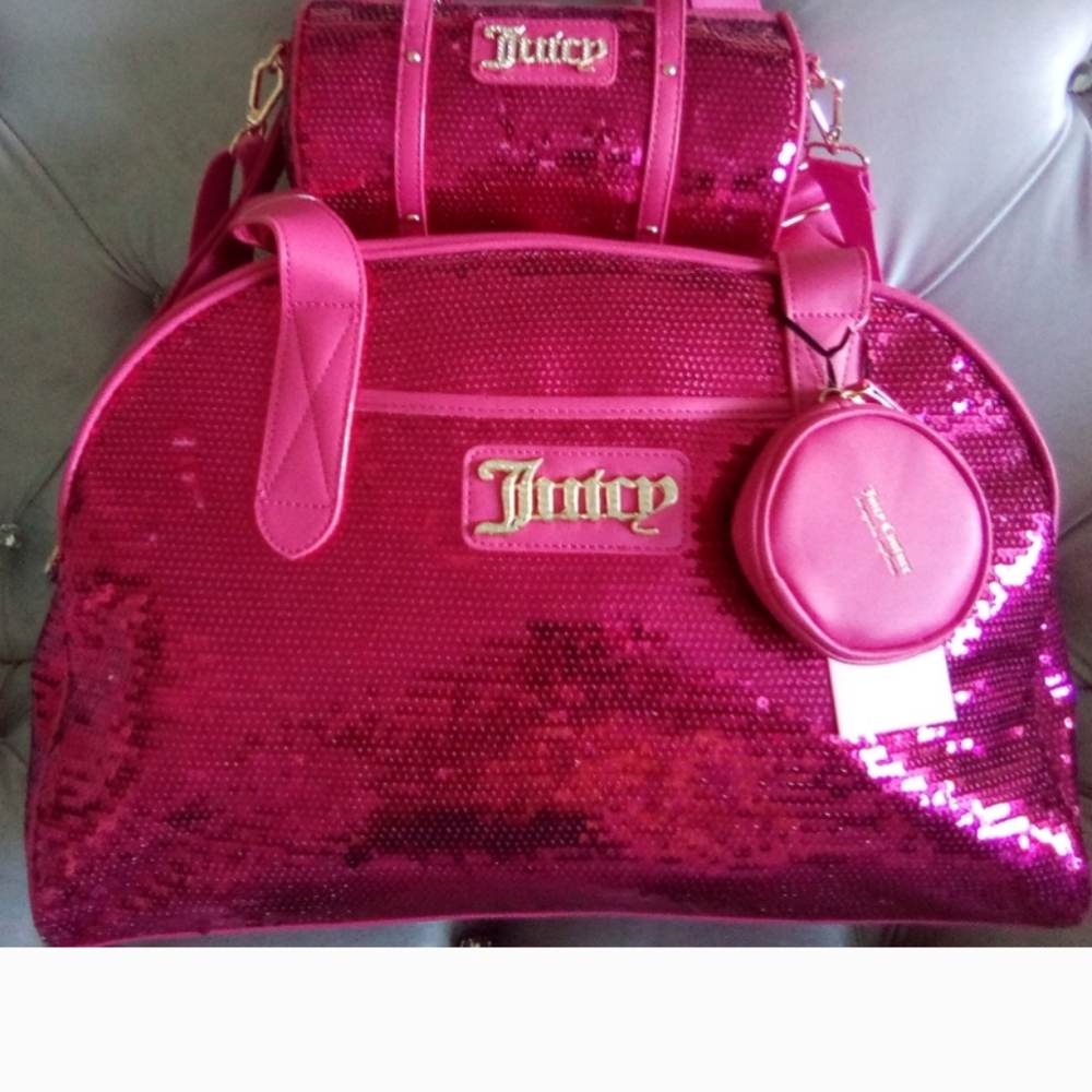 Juicy C Pink Sequined Weekender Set (Also In Black)